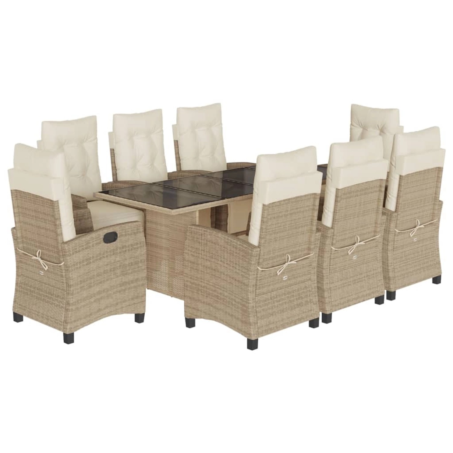 vidaXL 9-tlg Garten-Essgruppe mit Kissen Beige Poly Rattan Modell 29 günstig online kaufen