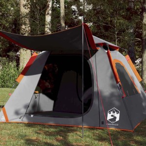 vidaXL Kuppel-Campingzelt 4 Personen Grau und Orange Quick Release 4004145