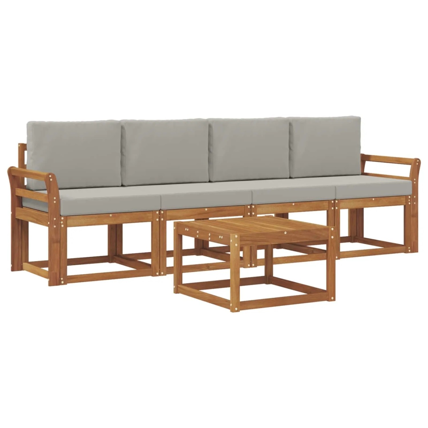 vidaXL Outdoor-Sofagarnitur mit Kissen 5 Stk Natur und Hellgrau 3365974