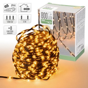 ECD Germany LED Micro Cluster Lichterkette, 24m, 800 LEDs, extra warmweiß, für Innen und Außen.