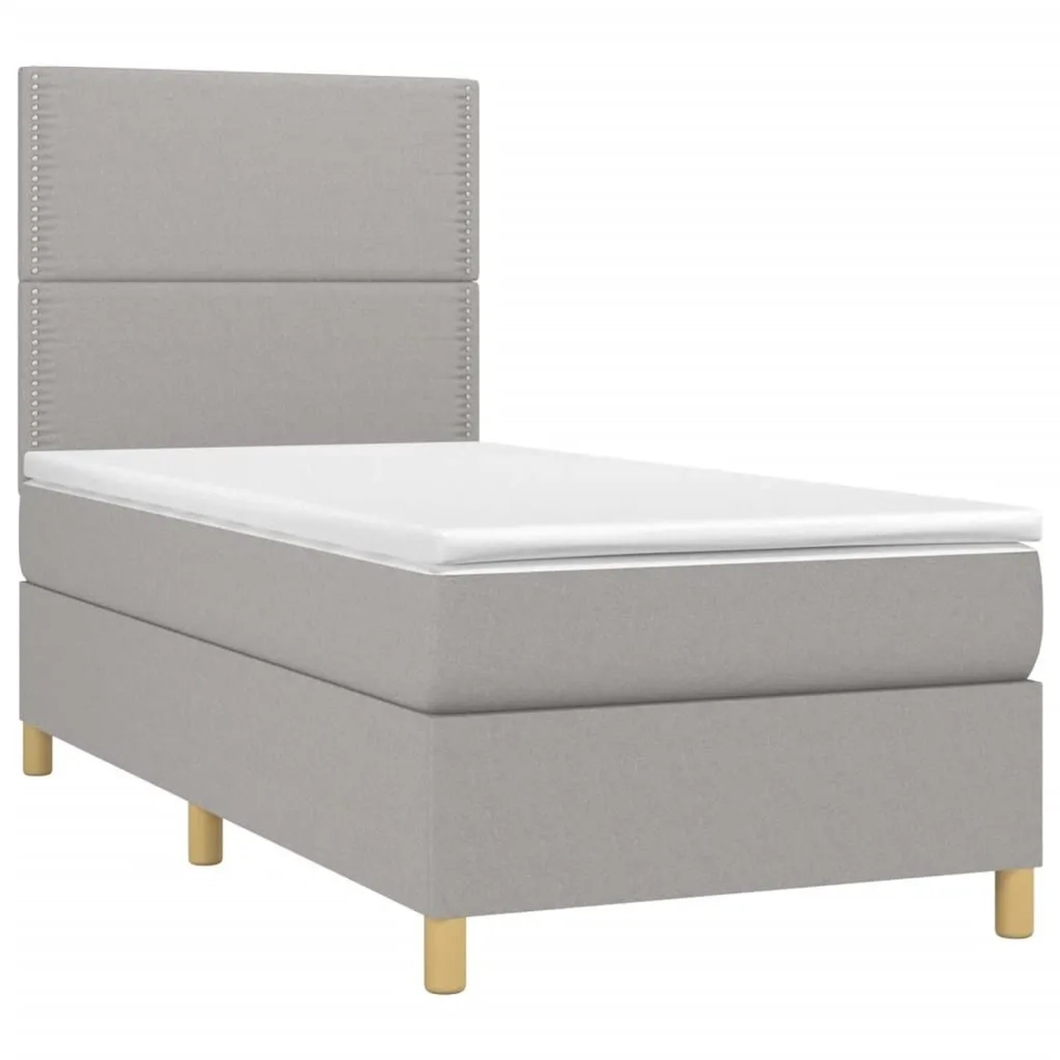 vidaXL Boxspringbett mit Matratze & LED Hellgrau 100x200 cm Stoff 3135333