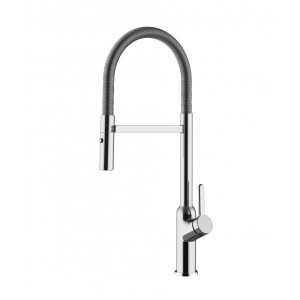 Verchromte VIZIO Küchenarmatur mit schwenkbarem Auslauf und Handbrause.