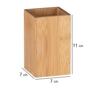 WENKO Zahnbürstenhalter Padua aus Bambus, quadratisch, für Bad und WC.