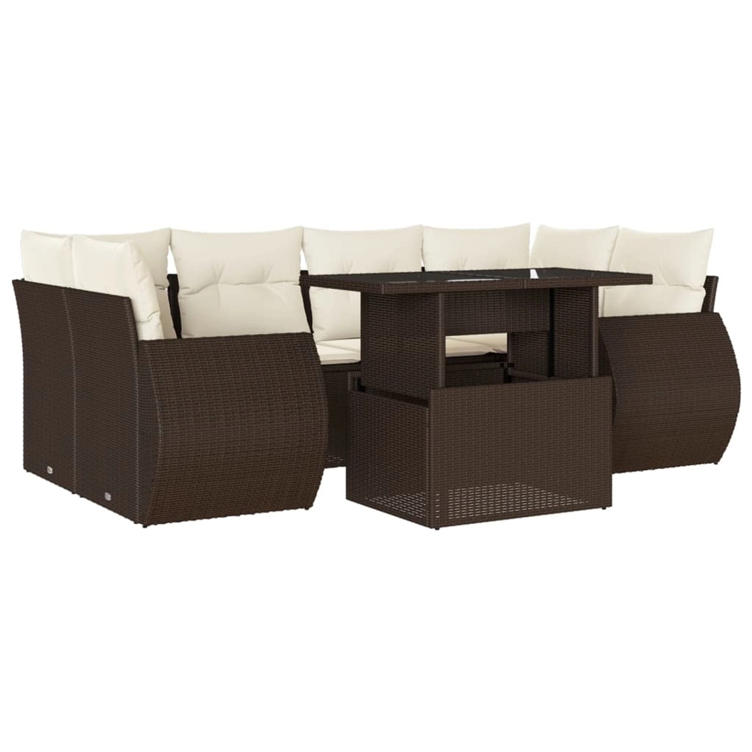vidaXL 7-Tlg Garten-Sofagarnitur mit Kissen Braun Poly Rattan 3268393 günstig online kaufen