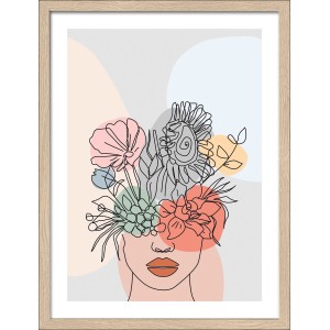 Pro Art Bild Flowers On The Face, 40x30 cm, mit Blumenmotiv im Scandic-Style und farblich passendem Rahmen.