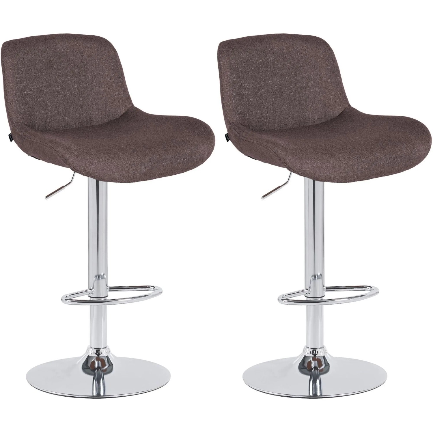 DELUKE 2er Set Barhocker PONOR Stoff Dunkelbraun 50x50x85cm Silber Barstuhl Höhenverstellbar Mit Lehne Drehbar Tresenhocker Tresenstuhl