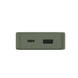 Grüne Hama Power Bank mit USB-C und USB-A Anschlüssen, 10.000 mAh.