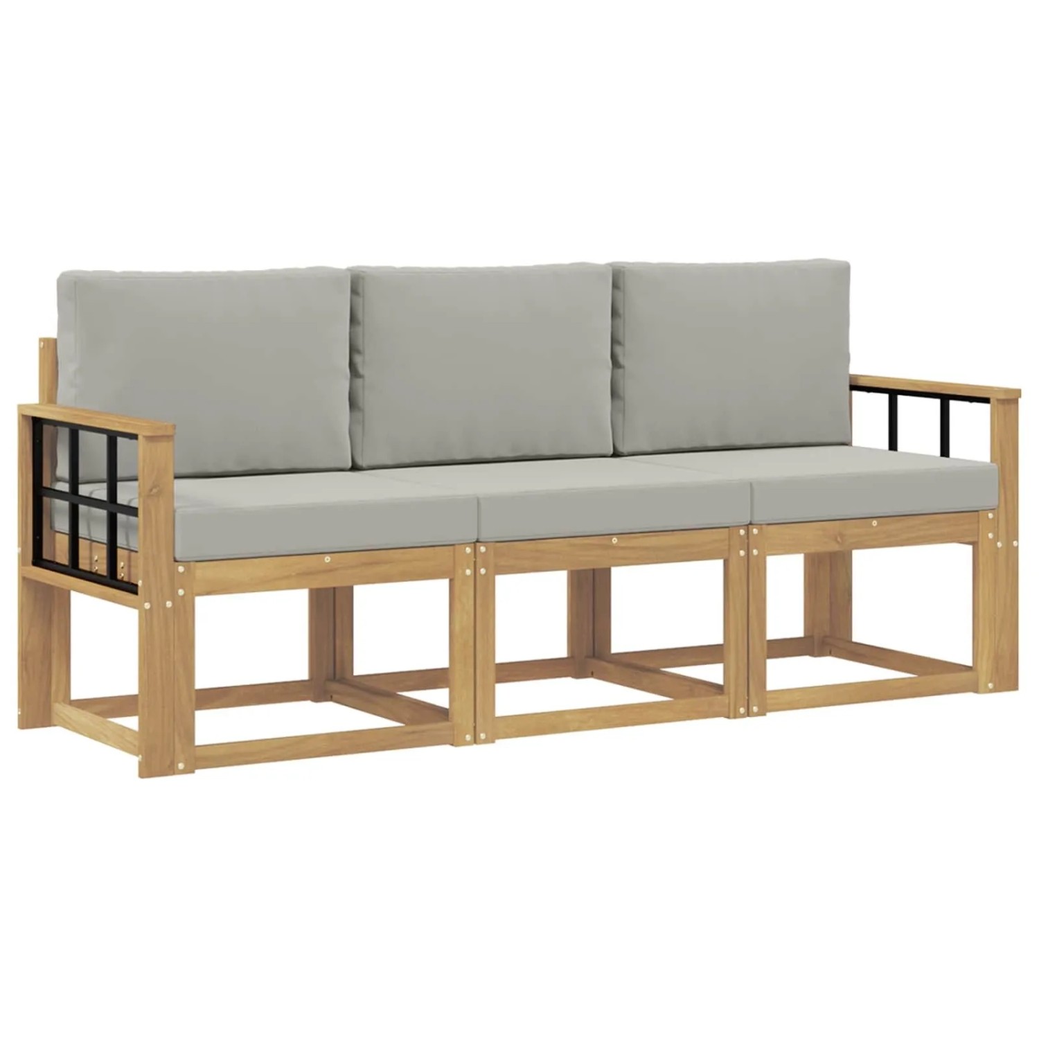 vidaXL Outdoor-Sofagarnitur 3-Tlg Weiß und Hellgrau 189,5 x 63 x 73 cm 3387185