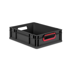 PROREGAL Eurobox Nextgen Color HxBxT 12x30x40cm 11 Liter Griffe Rot Offen Schwarz Eurobehälter Transportbox Transportbehälter