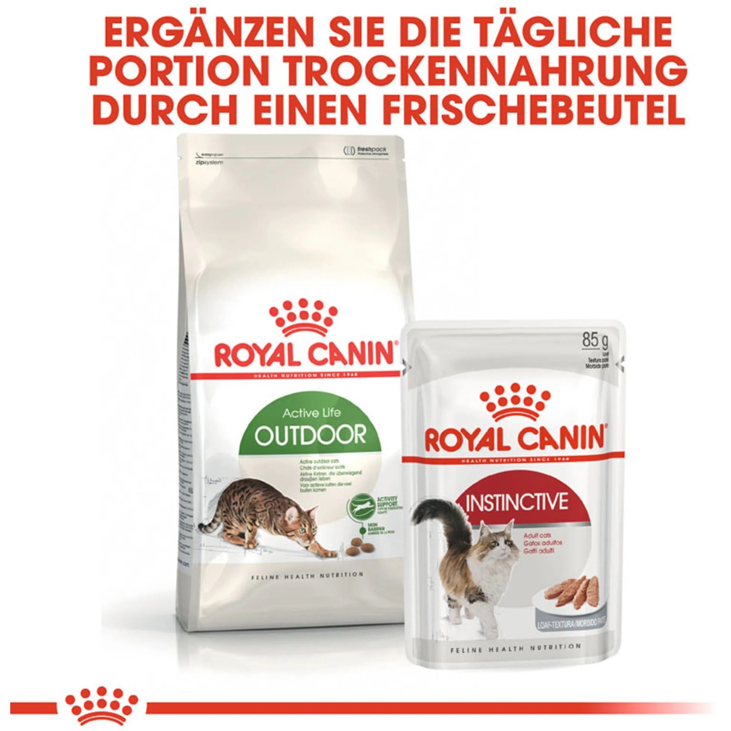 Royal Canin Outdoor Katzenfutter Trocken, 10kg Sack und Frischebeutel