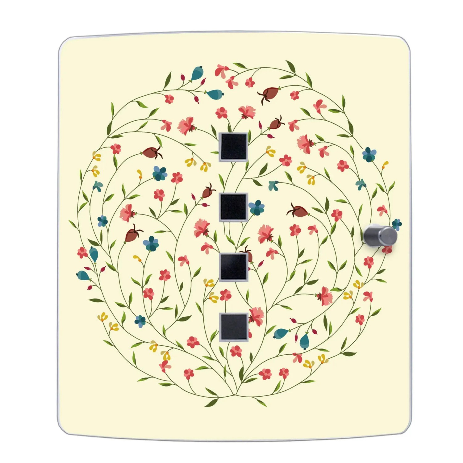 Banjado Schlüsselkasten Edelstahl mit Blumenreigen-Motiv, 24x21,5x7cm, für 10 Schlüssel.