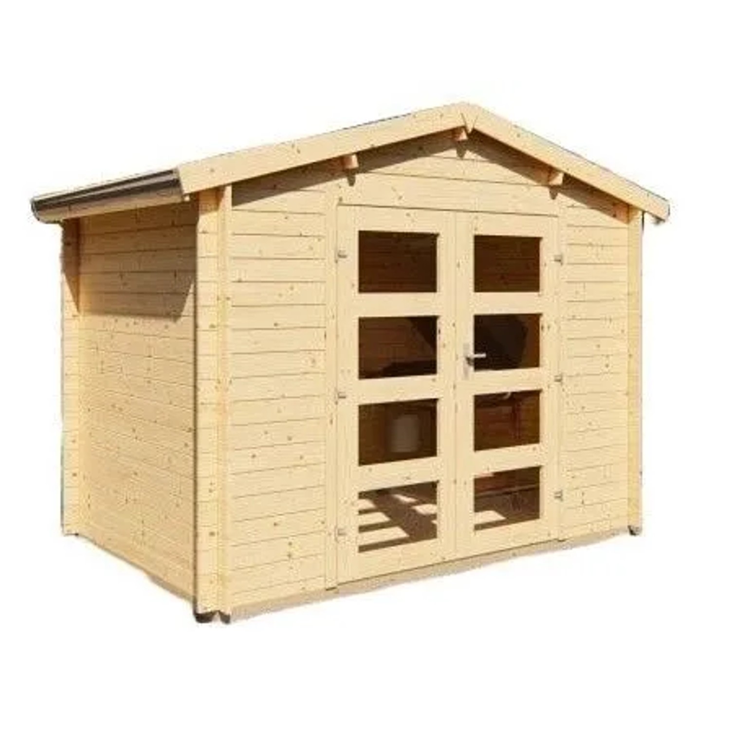 Finn Art Blockhaus 28mm Holz-Gartenhaus 3x2m Funny 10 mit Doppeltür mit 18mm Fußboden