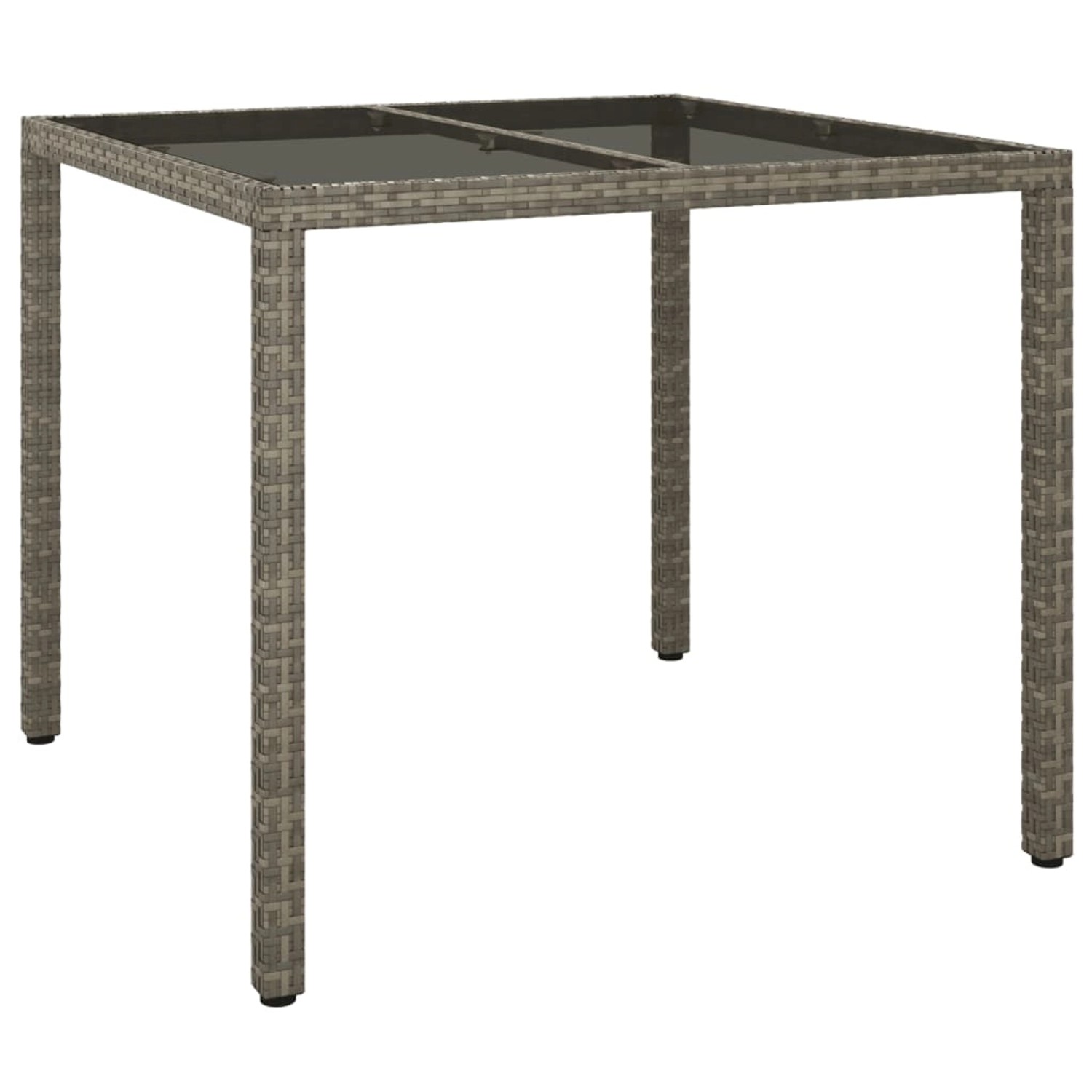 vidaXL Gartentisch 90x90x75 cm Gehärtetes Glas Poly Rattan Grau 316701 günstig online kaufen