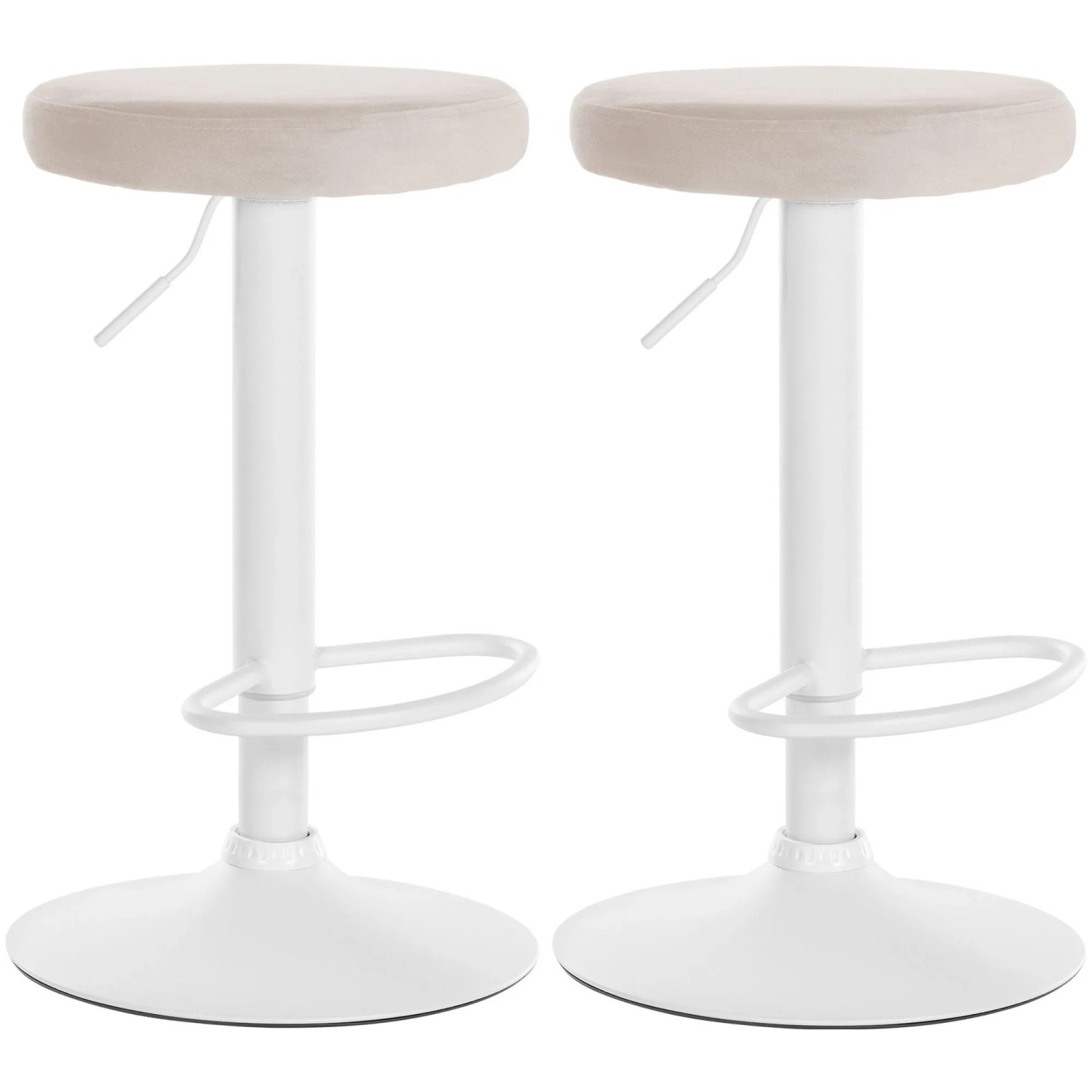 CLP 2er Set Barhocker Ponte Samt Metall Matt Weiss/Creme