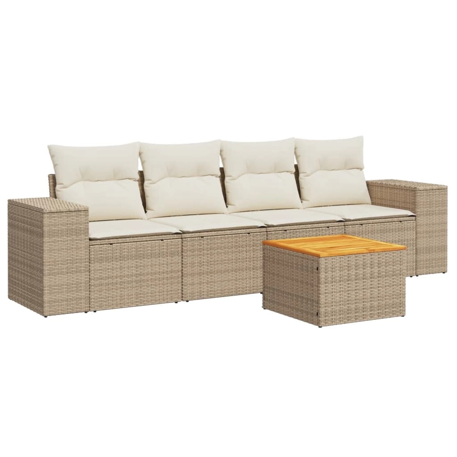 vidaXL 5-Tlg Garten-Sofagarnitur mit Kissen Beige Poly Rattan 3225323 günstig online kaufen