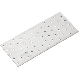 Rechteckiger, verzinkter Flachverbinder 240x100 mm mit Lochmuster für Möbelbefestigung.