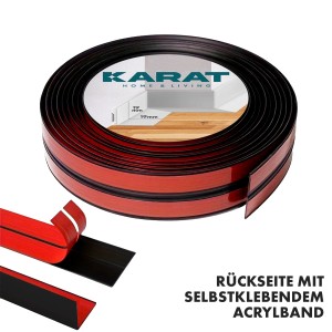 Schwarze KARAT Weichsockelleiste Riga, 19x19mm, selbstklebend, 15m Rolle.