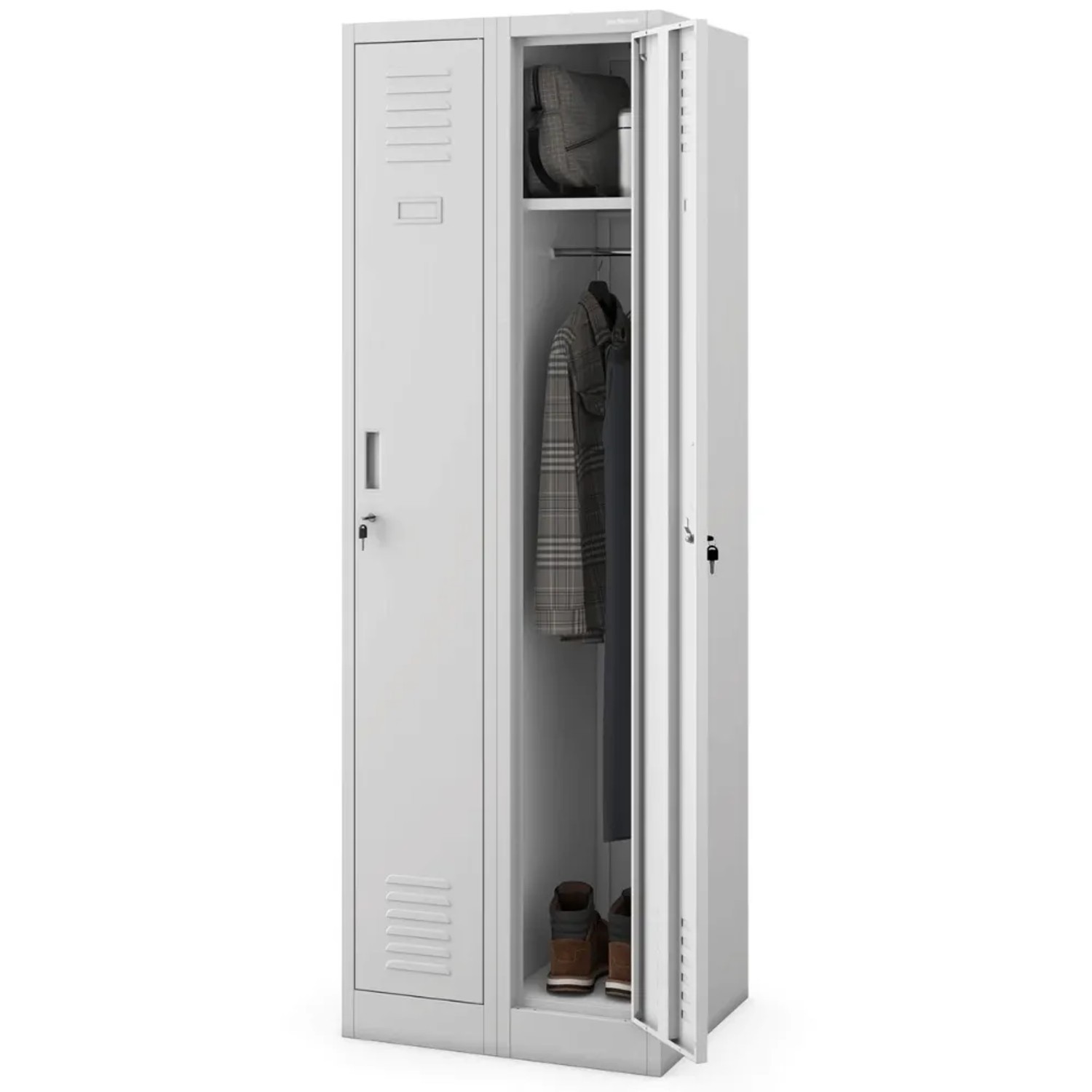 JAN NOWAK Umkleideschrank Spind KACPER 2 Abteile 180 x 60 x 50 cm Grau