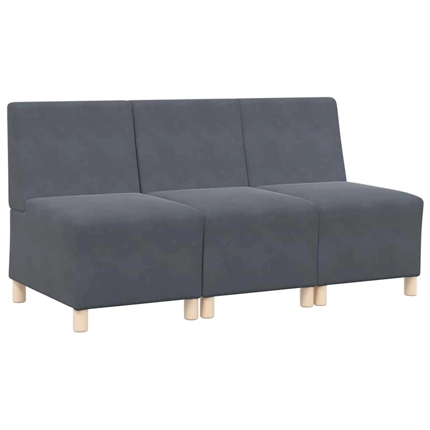 vidaXL Modulares Sofa ohne Armlehnen 3 Stk Dunkelgrau 55 x 74 x 82 cm Samt günstig online kaufen