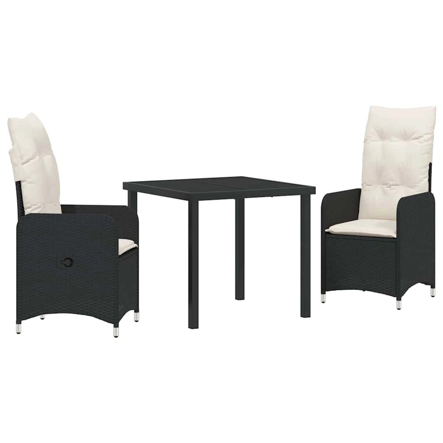 vidaXL Garten Essgruppe mit Kissen 3-Tlg Schwarz Poly Rattan 3379632 günstig online kaufen