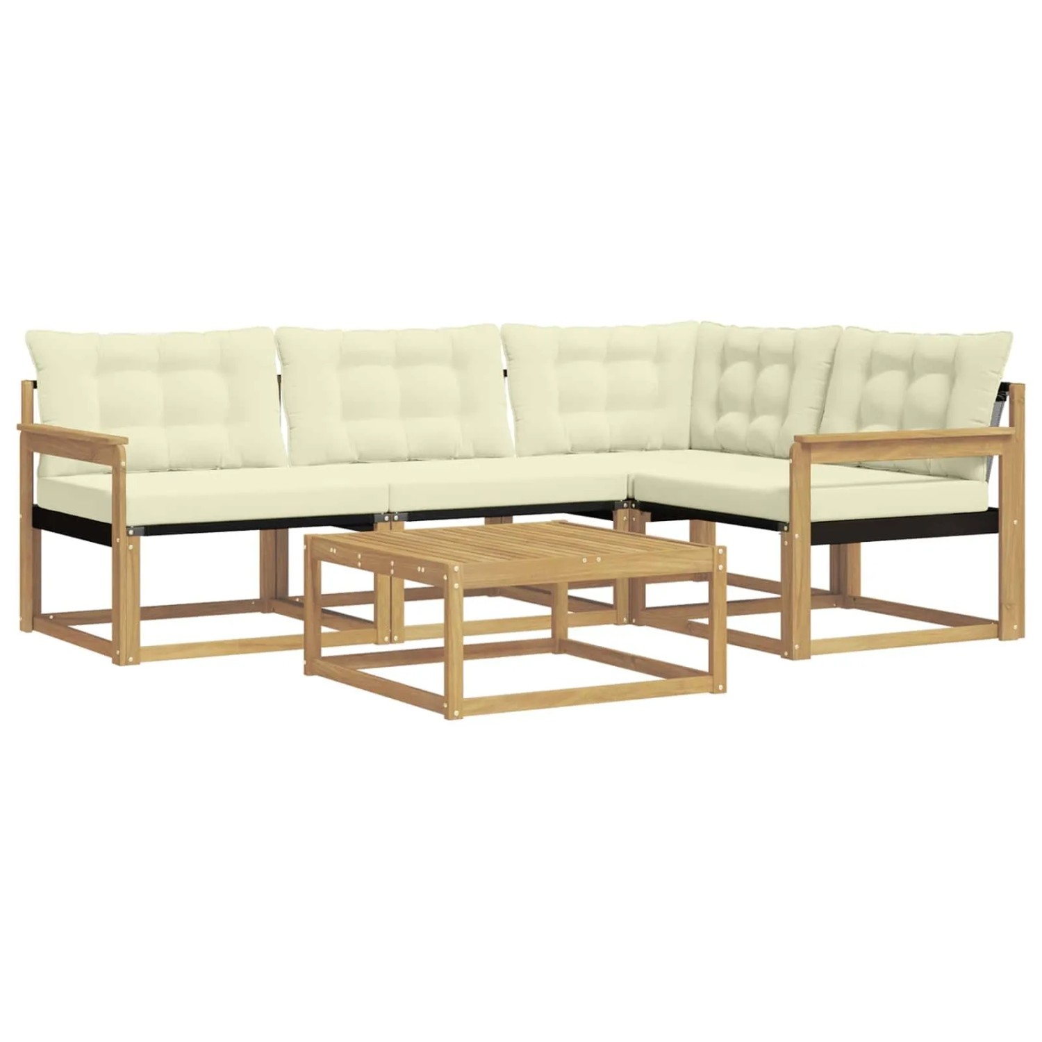 vidaXL Outdoor-Sofagarnitur 5 Stk Weiß und Creme 79 x 79 x 37 cm 3388652