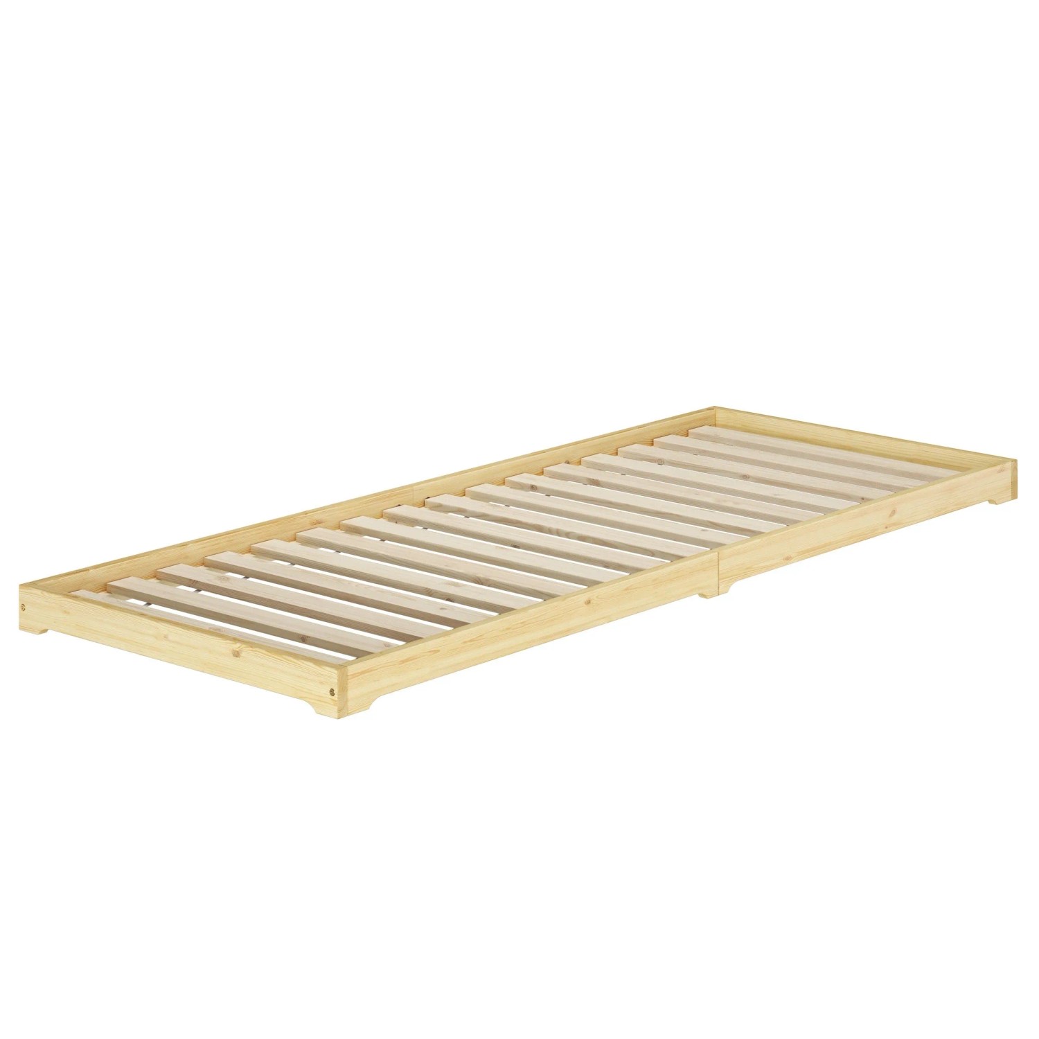 Erst-Holz Niedriges Echtholzbett Flachbett 100 x 220 cm Kiefer Massivholz Rollrost inkl.