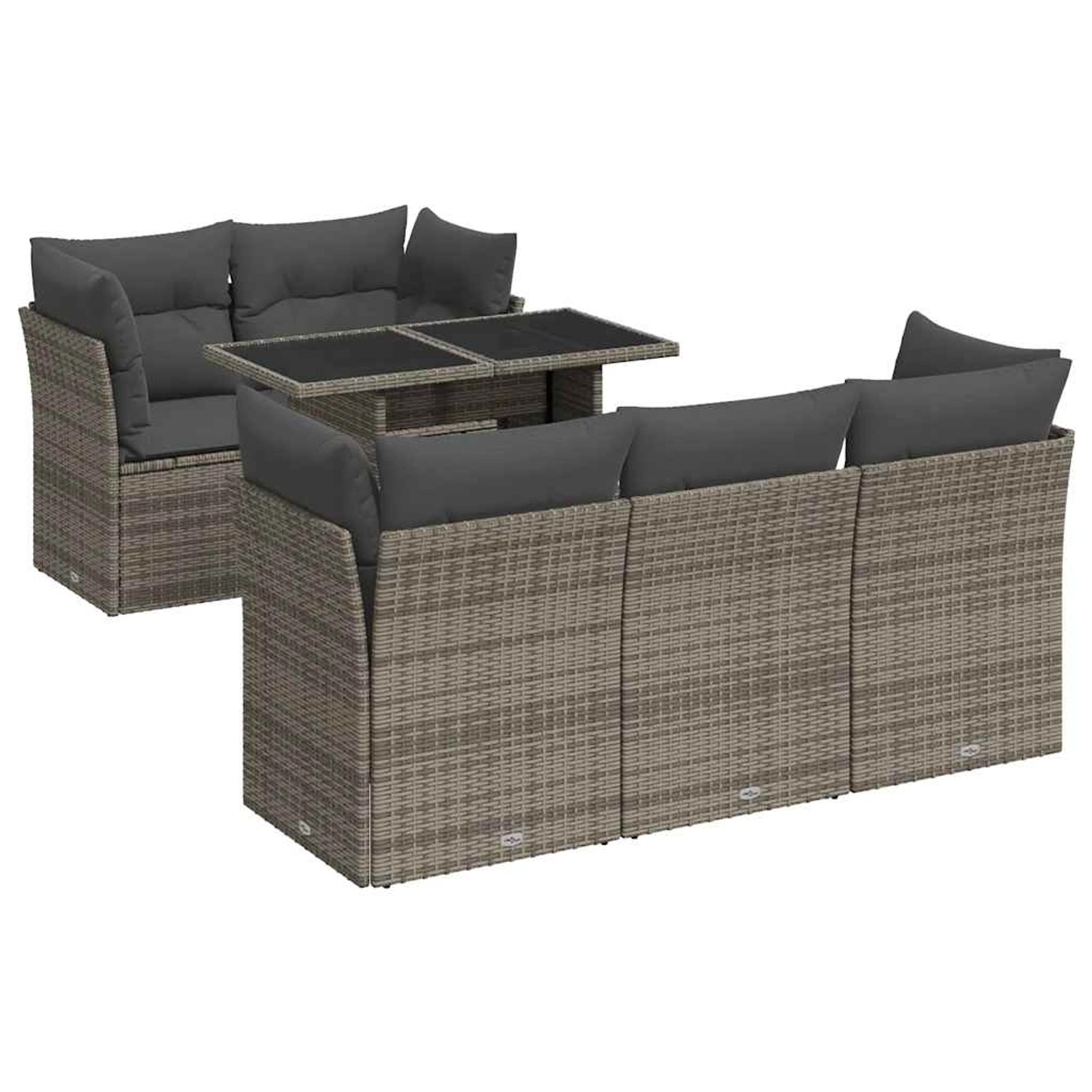 vidaXL 6-Tlg Garten-Sofagarnitur mit Kissen Grau Poly Rattan 3326101 günstig online kaufen