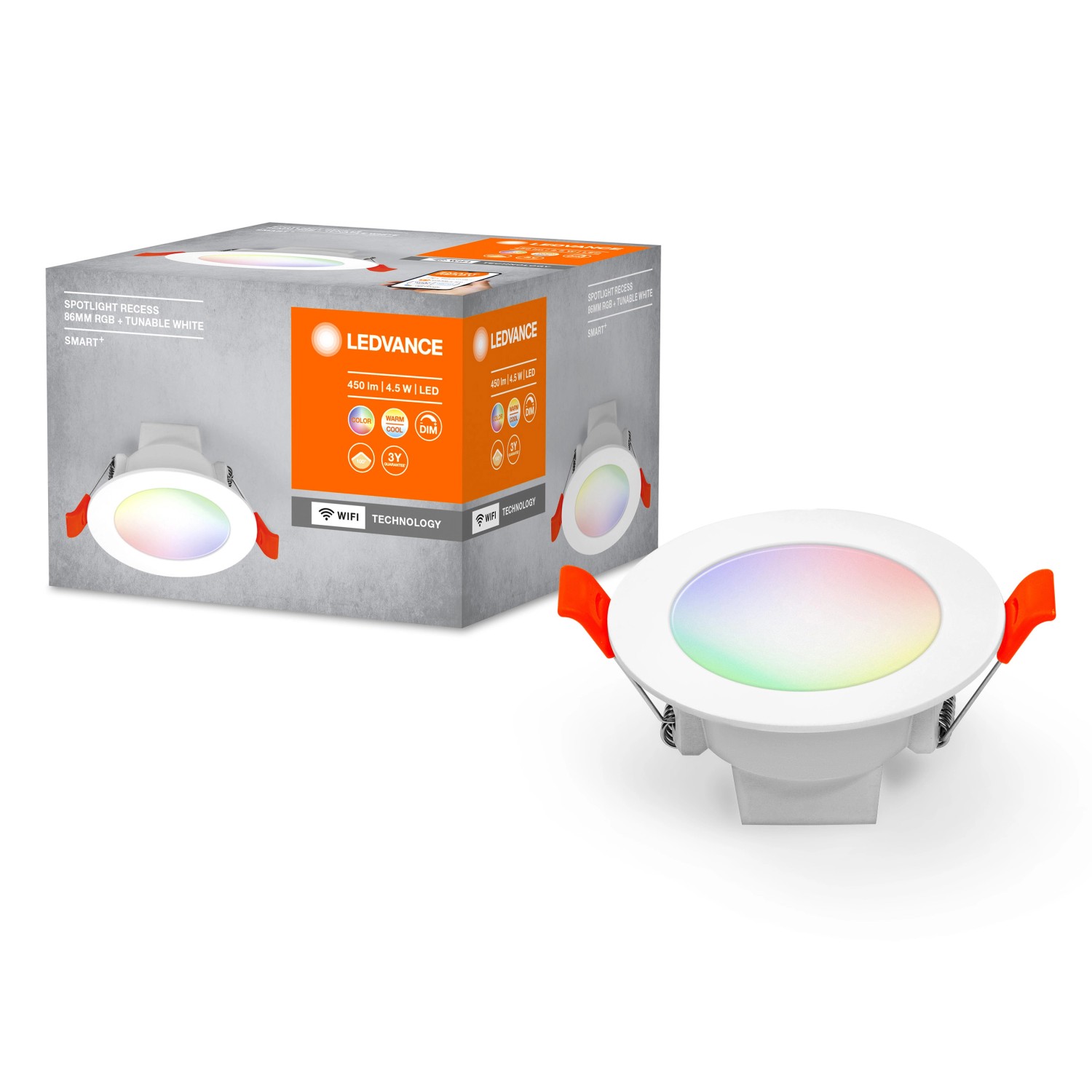 Ledvance Smart+ WiFi LED-Einbauleuchte Downlight RGBTW Weiß Ø 8,6 cm