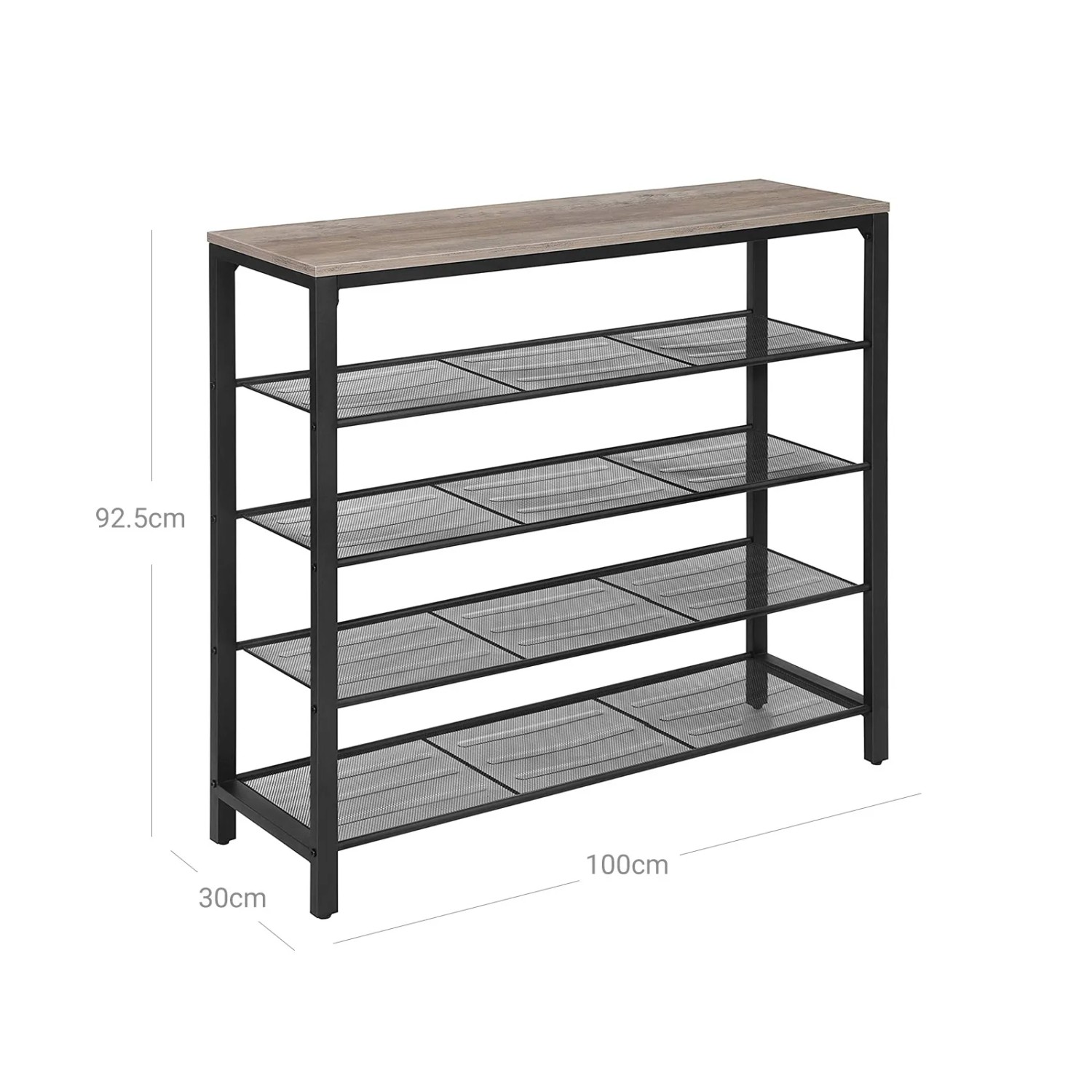 Vasagle Schuhregal 4 Ebenen 100 x 30 x 92,5 cm Grau-Schwarz kaufen bei OBI