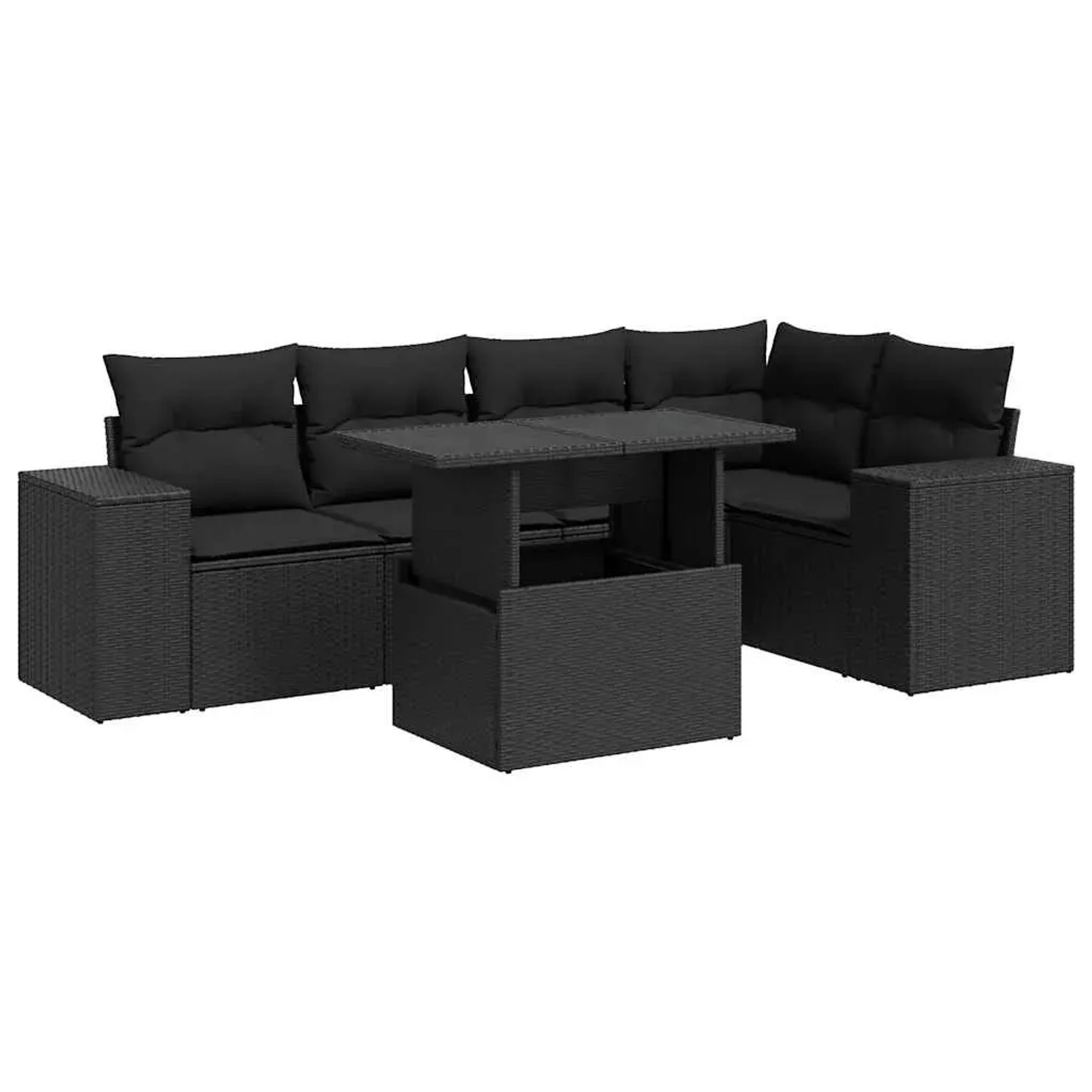 vidaXL 6-Tlg Garten-Sofagarnitur mit Kissen Schwarz Poly Rattan 3326796 günstig online kaufen
