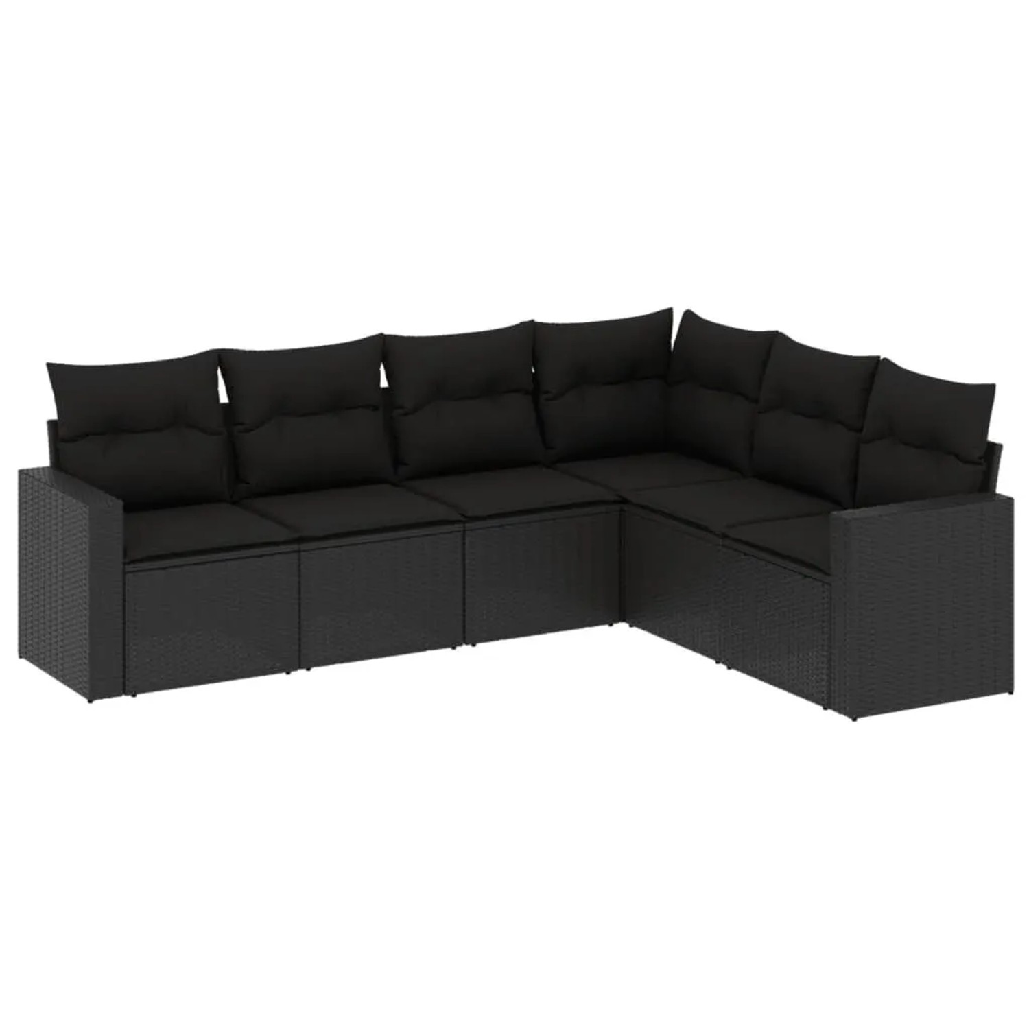 vidaXL 6-Tlg Garten-Sofagarnitur mit Kissen Schwarz Poly Rattan 3251342