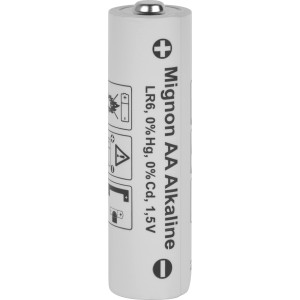 Einzelne Mignon AA Alkaline Batterie, 1,5V, für elektronische Geräte.