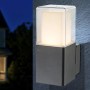 Moderne, schwarze LED-Außenwandleuchte DALIA aus Aluminium mit klarem Glas.