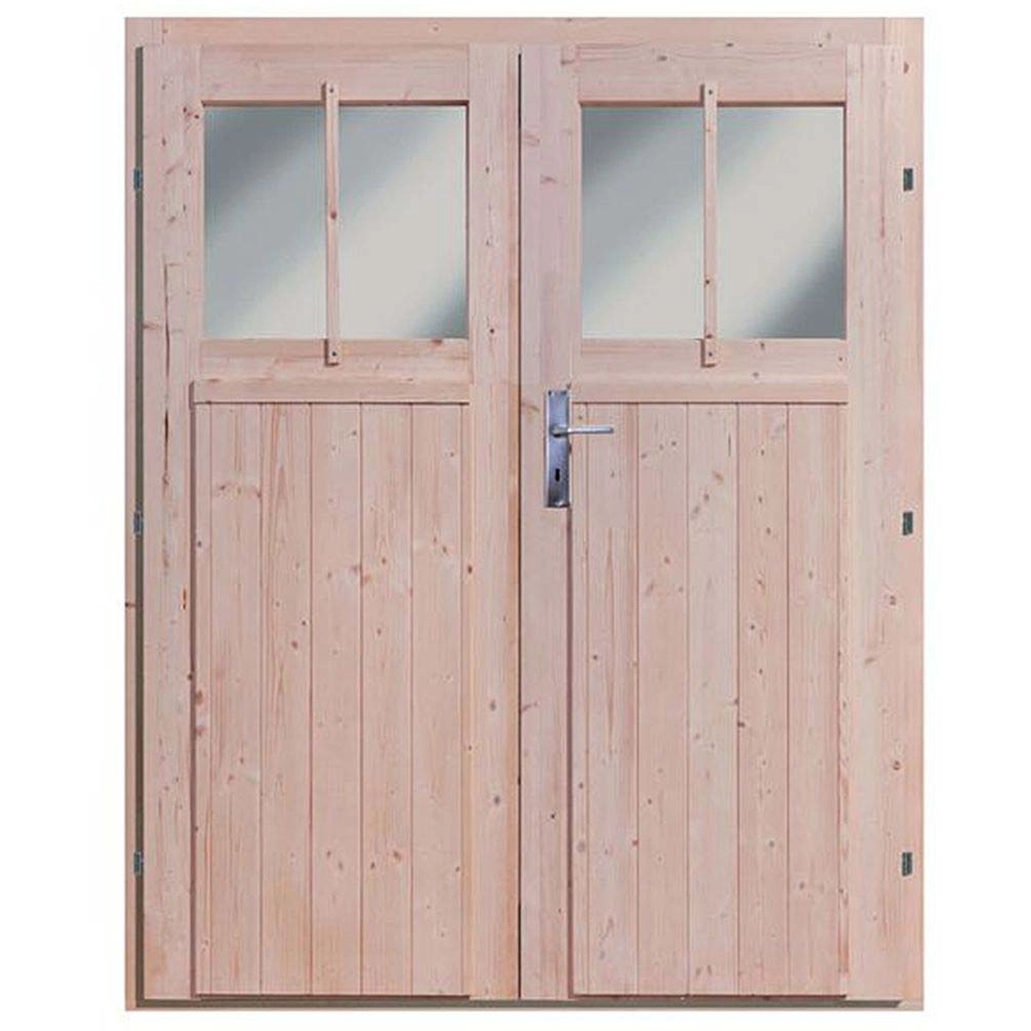 Doppeltür für Karibu Holz-Gartenhaus Timsund, unbehandelt mit Fenstern.