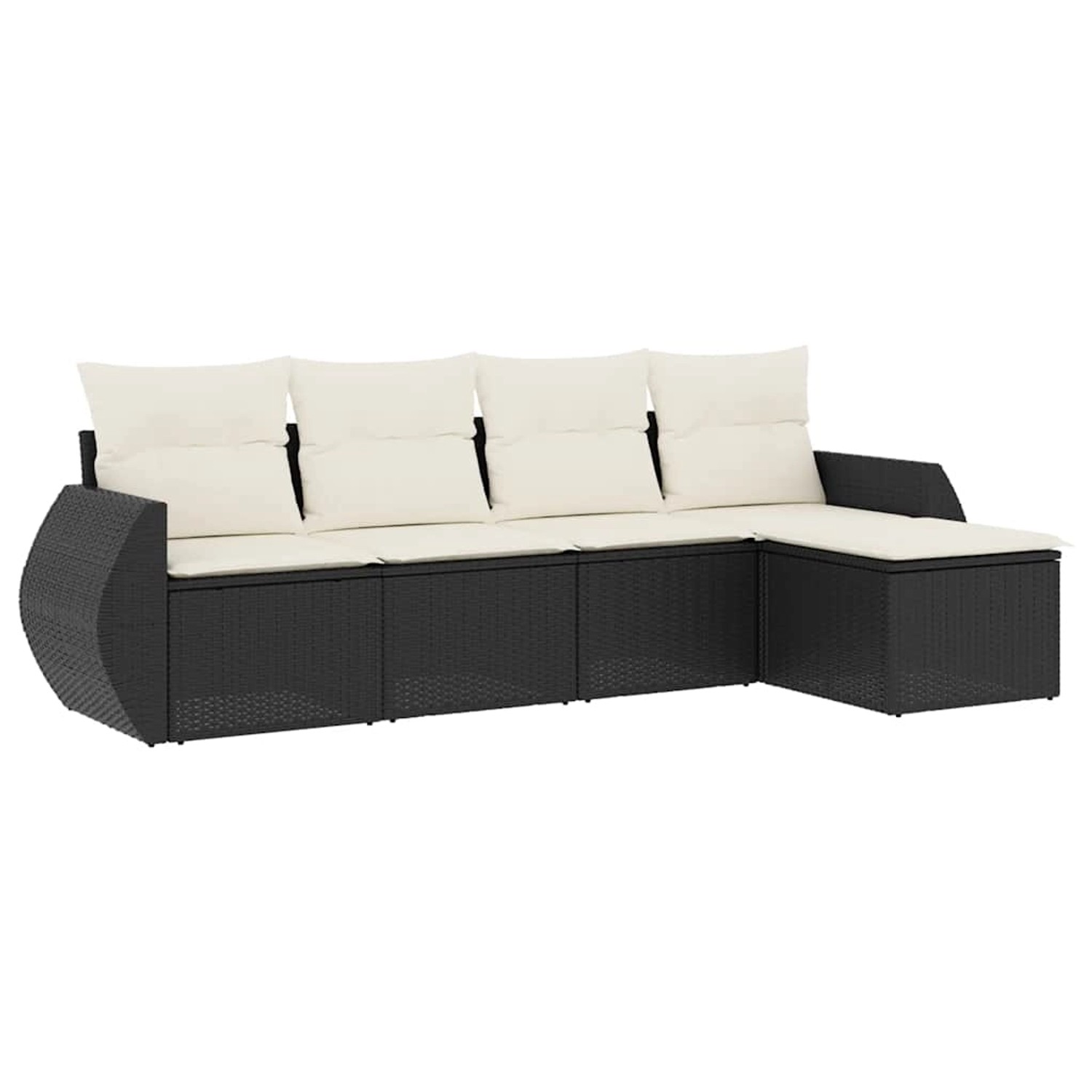vidaXL 5-Tlg Garten-Sofagarnitur mit Kissen Schwarz Poly Rattan 3253623 günstig online kaufen