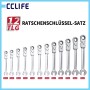 12-teiliger CCLIFE Gelenk-Ratschenschlüssel-Satz, 8-19mm, für Werkstatt & Kfz-Reparaturen.