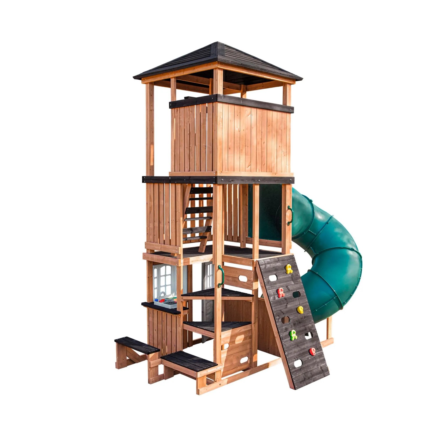 Zwerkules Spielturm Ramba mit Rutsche Natur 195 cm x 295 cm x 380 cm