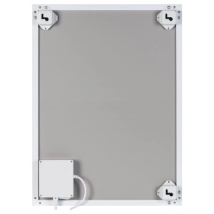 Rückansicht des weißen Heizpaneels Infrae Smart & Easy 500W mit Thermostat und Wandhalterung.