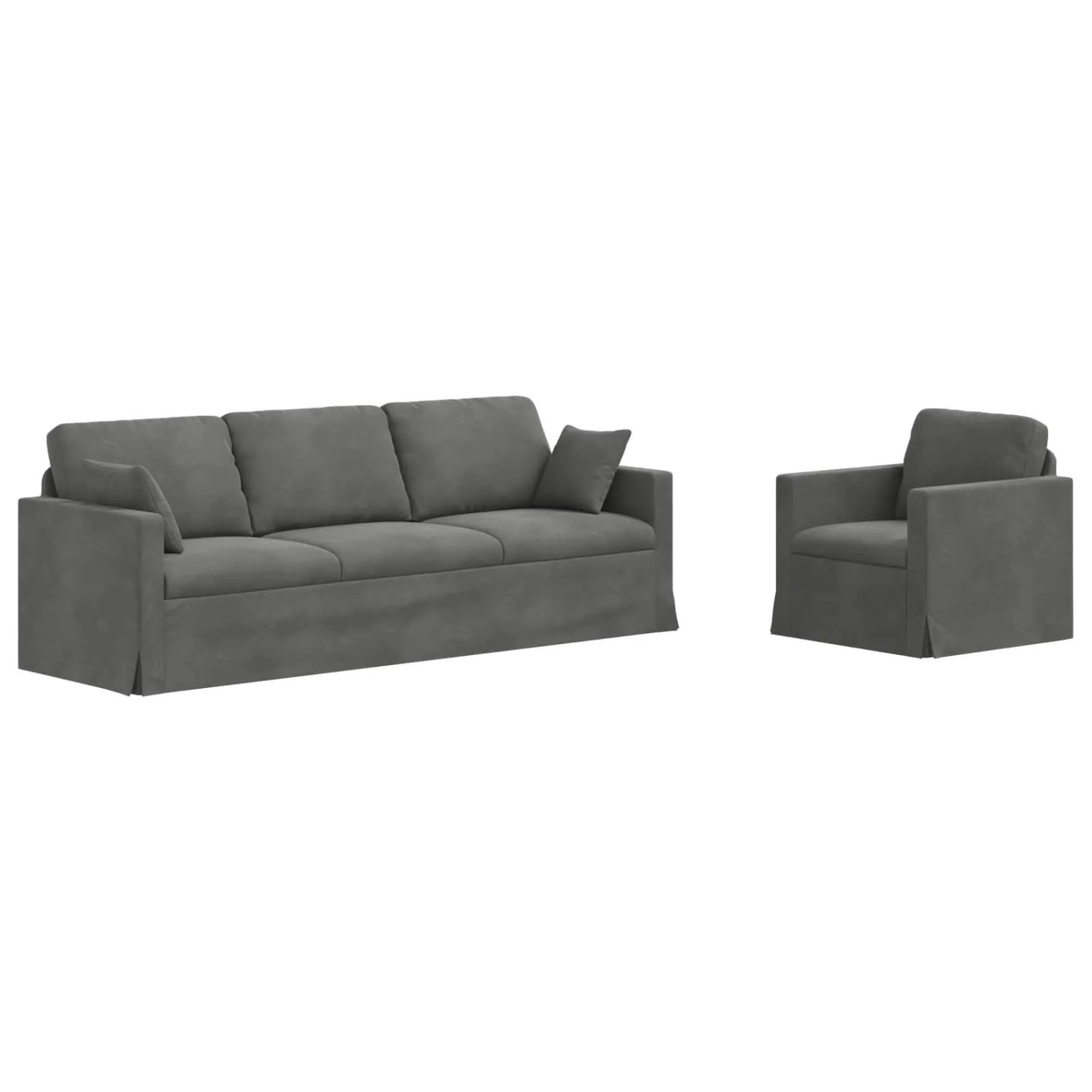 vidaXL Sofa 2-Tlg Dunkelgrau 228 x 78 x 80 cm Samt 3407626