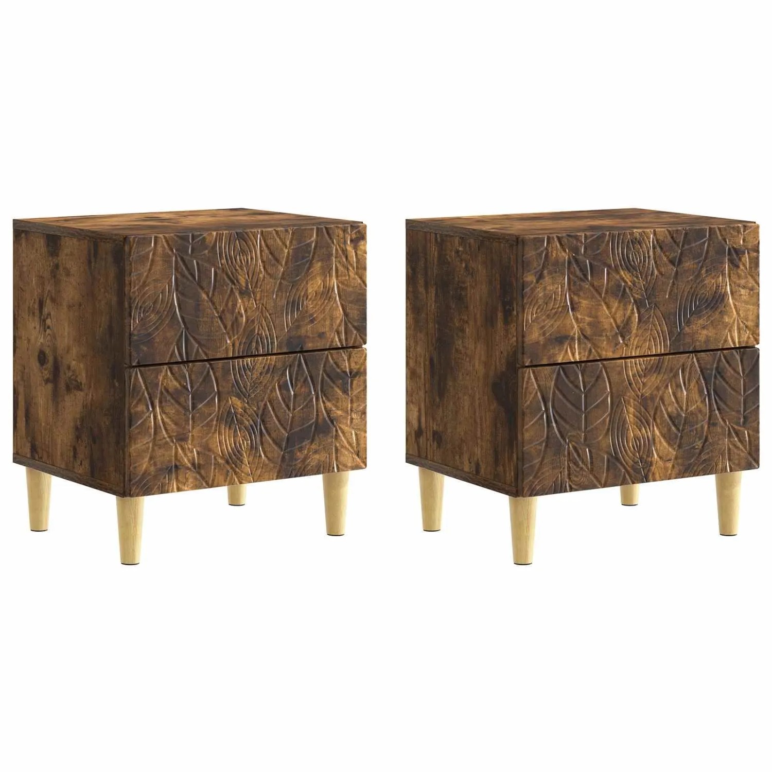 vidaXL Nachttisch 2 Stk Geräucherte Eiche 43 x 34,5 x 48 cm 894996