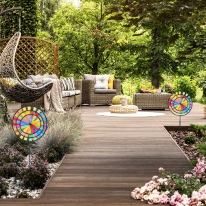 Relaxdays Windrad 2er Set Polyester Fiberglas Eisen Bunt 3D 72 cm x 35 cm x 15 cm