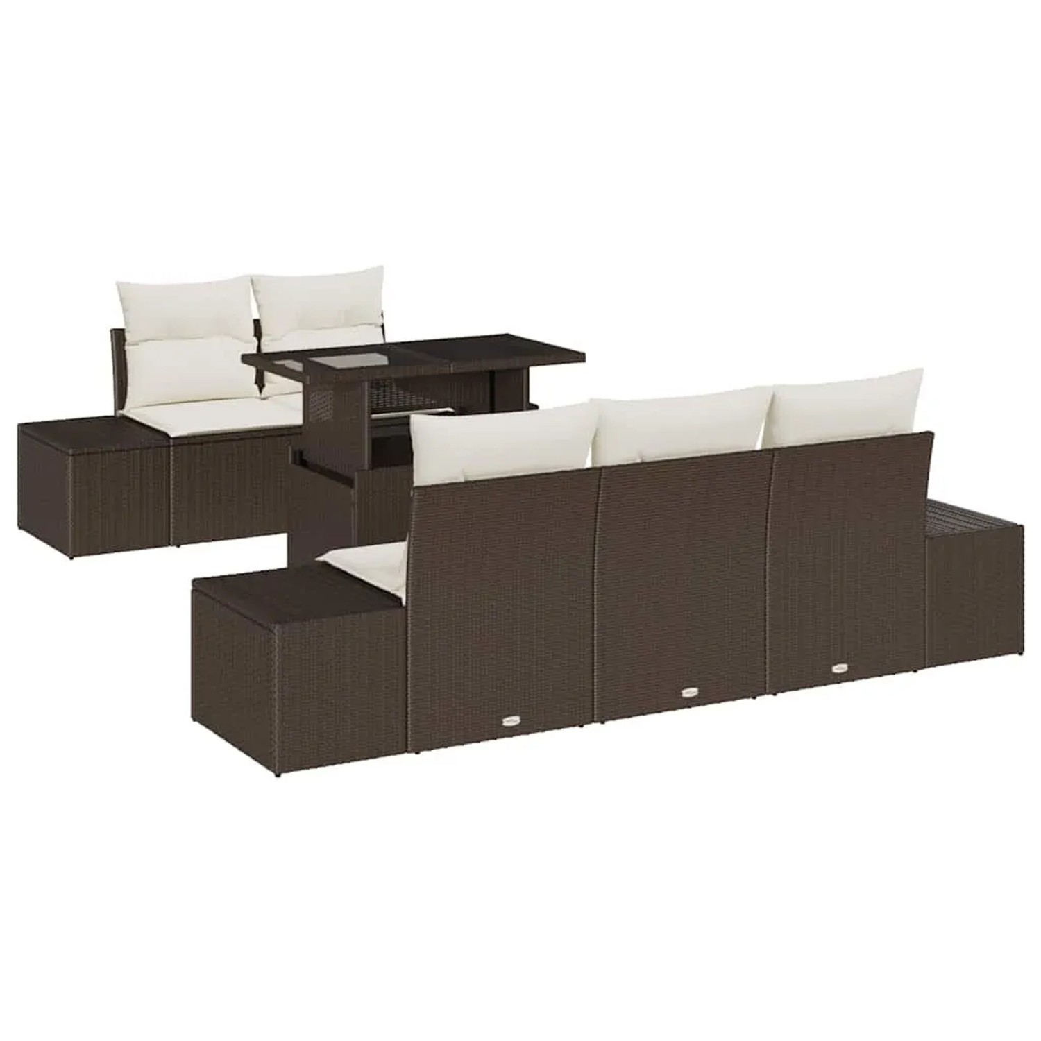 vidaXL Sofa Set mit Kissen 6-Tlg Braun und Creme Poly-Rattan 3349094 günstig online kaufen