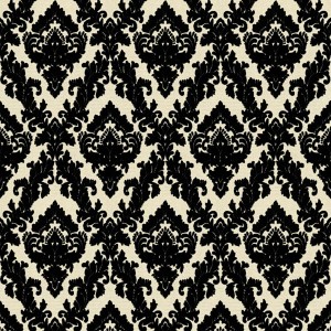 Barock Tapete in Schwarz und Creme mit Ornament Muster für stilvolle Wände.