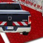Kfz-Warnmarkierung Klebeset am Heck eines Pickups, rot/weiß reflektierend, gemäß DIN 30710.