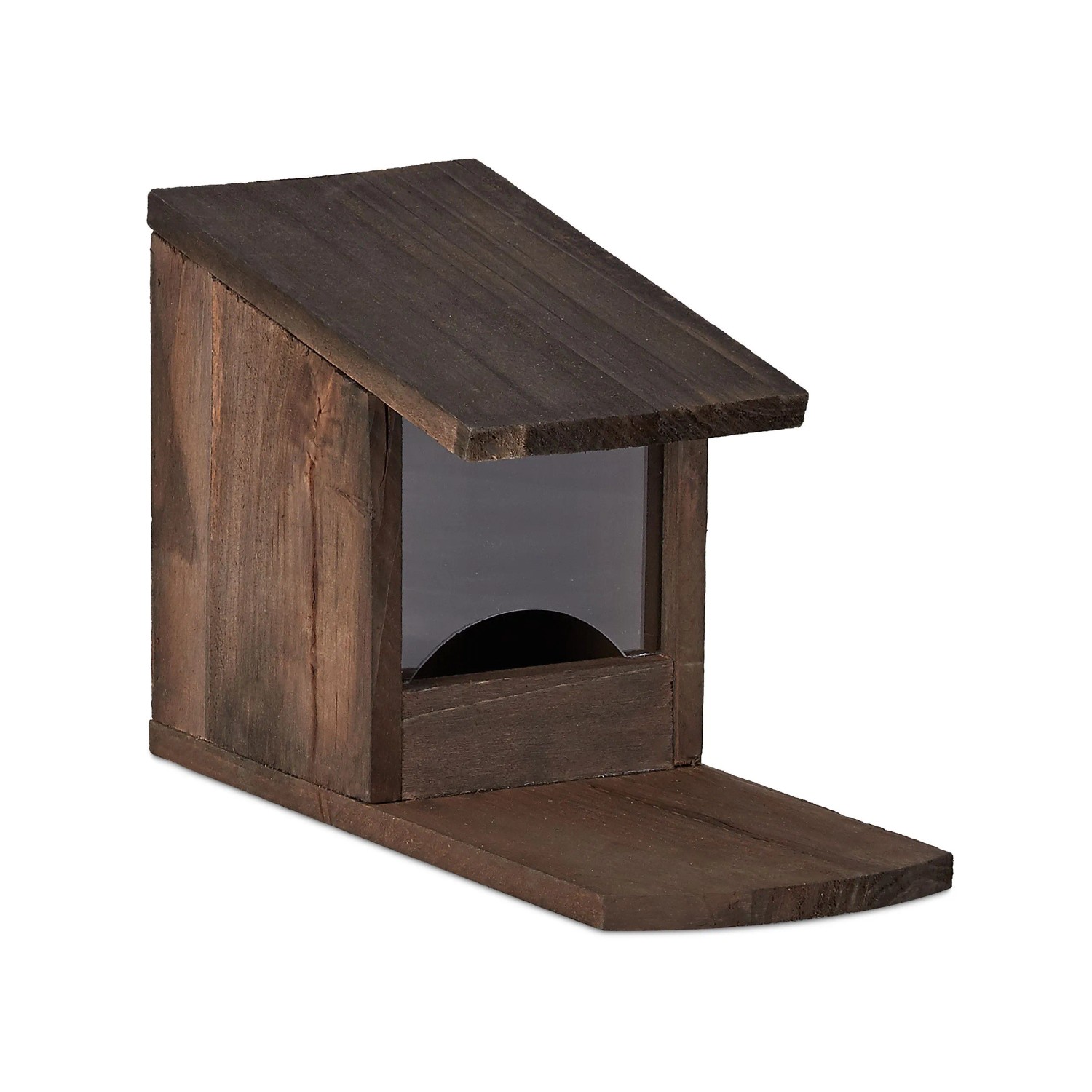 Relaxdays Eichhörnchen Futterhaus Tannenholz Kunststoff Dunkelbraun Zum Stellen 17,5 cm x 12 cm x 25 cm 450 g