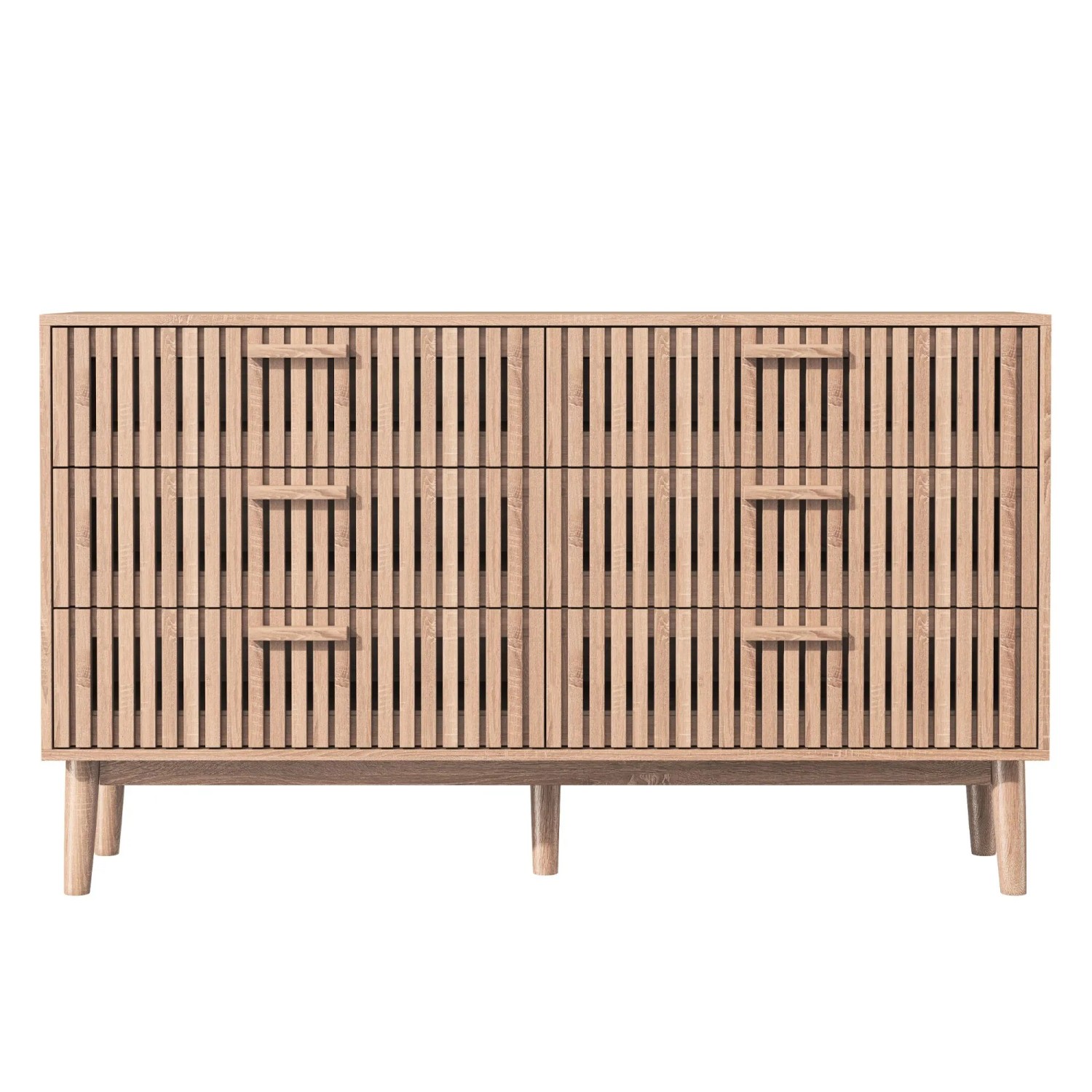 PXloue Schubladenschrank Kommode Wohnzimmer aus Holz-Schrank mit 6 Schubladen 100x34x73cm