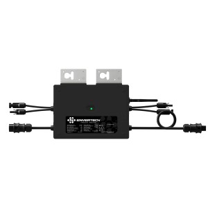 Envertech EVT 800R Mikrowechselrichter für Solaranlagen, schwarzes Gehäuse mit Anschlüssen.