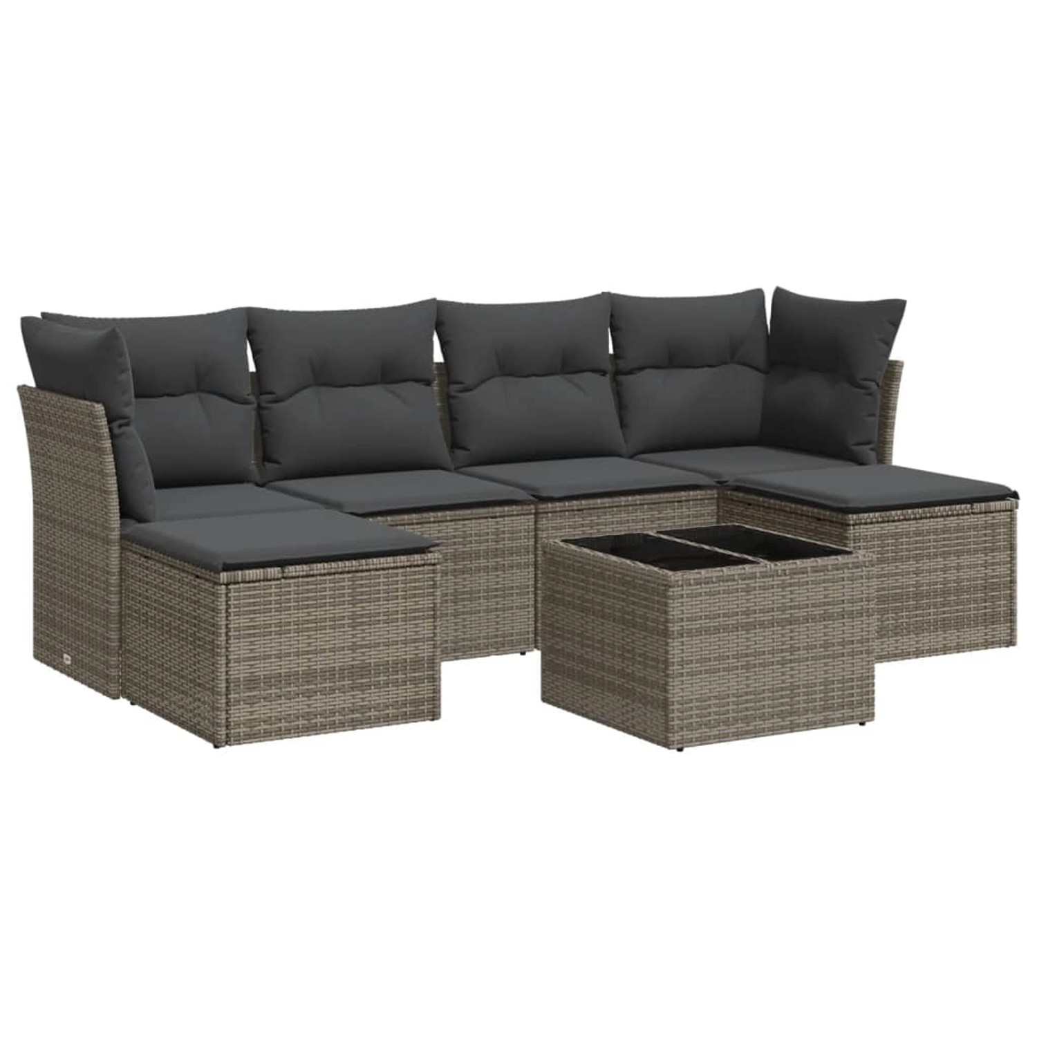 vidaXL 7-tlg Garten-Sofagarnitur mit Kissen Grau Poly Rattan Modell 62 günstig online kaufen