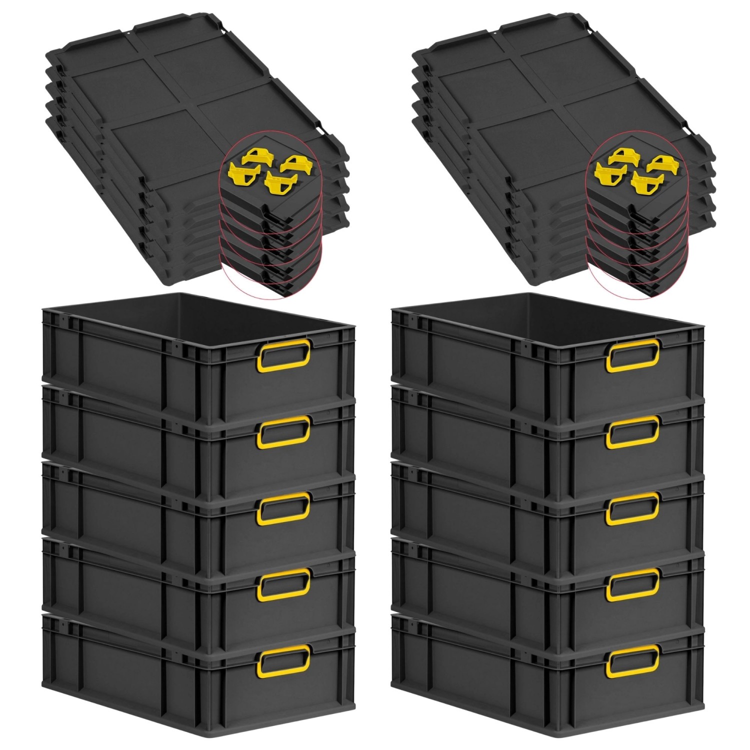 PROREGAL SparSet 10x Eurobox Nextgen Color Mit Auflagedeckel HxBxT 17x40x60 günstig online kaufen