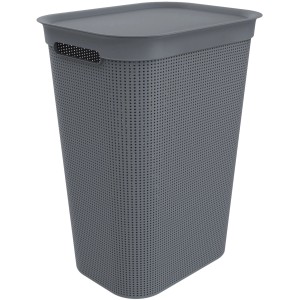Rotho Wäschesammler Brisen, 50 l, anthrazit, mit Deckel und Lochmuster.